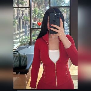 Set : Define Jacket Nulu & Align II Leggings -bright Red & gold